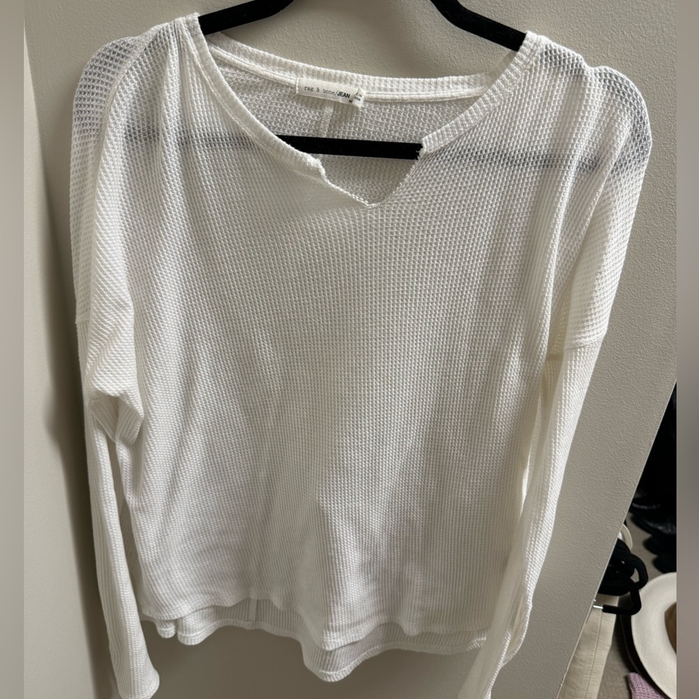 Rag & bone M white vneck Henley